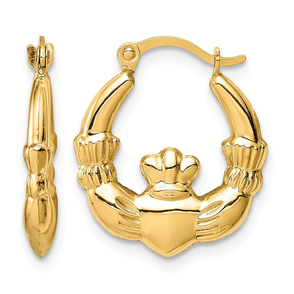 14k Claddagh Hoop Earrings