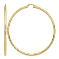 14k Lightweight 3mm Diamond-cut Hoop Earrings