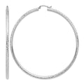 14k White Gold Lightweight 3mm Diamond-cut Hoop Earrings