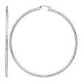 14k White Gold Lightweight 3mm Diamond-cut Hoop Earrings