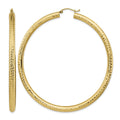 14k Diamond-cut 4x70mm Lightweight Tube Hoop Earrings