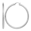 14k White Gold Diamond-cut 4x70mm Lightweight Tube Hoop Earrings