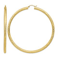 14k Diamond-cut 4x80mm Lightweight Tube Hoop Earrings
