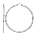 14k White Gold Diamond-cut 4x80mm Lightweight Tube Hoop Earrings
