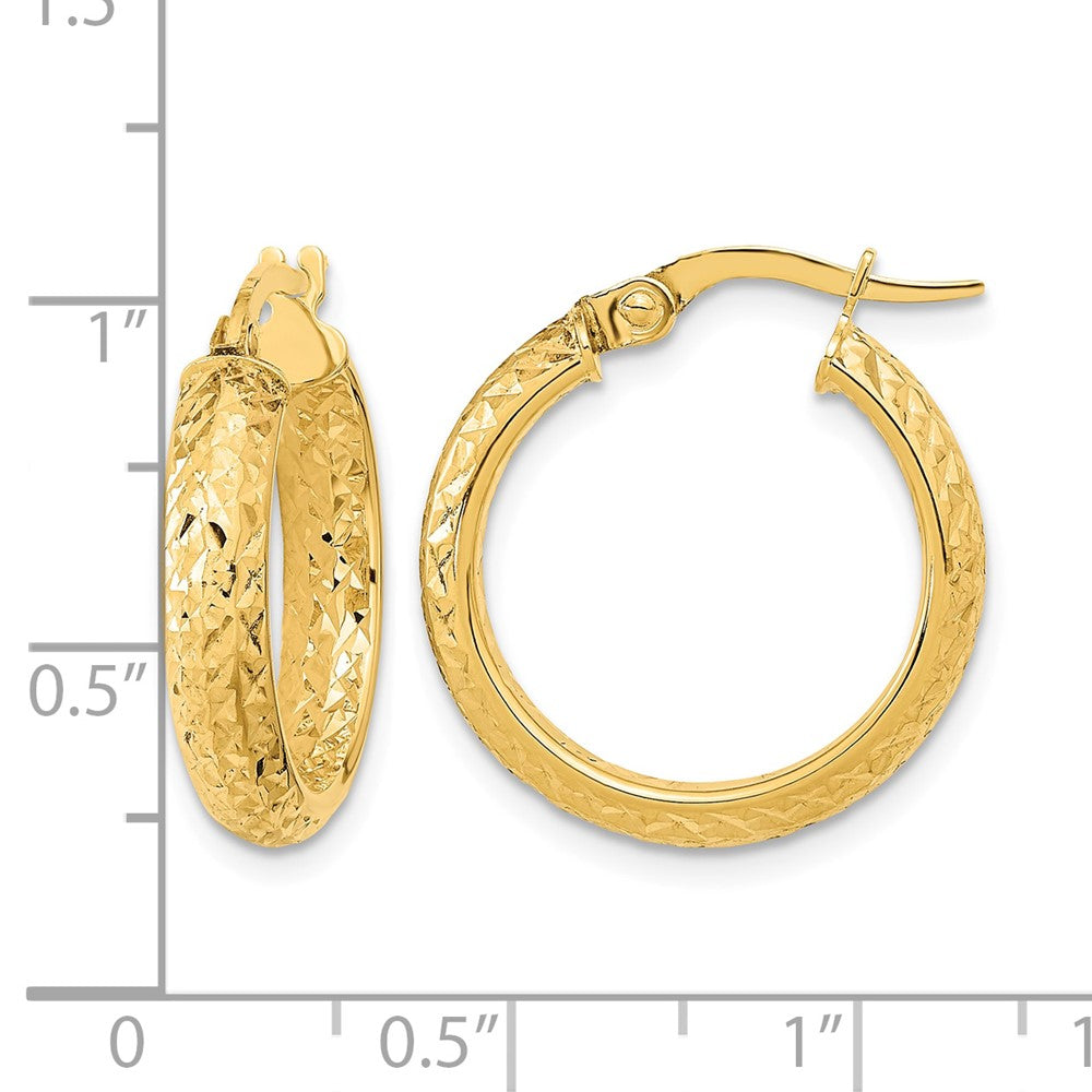 14K Polished and Diamond-cut Inside and Out Fancy Hoop Earrings