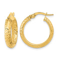14K Polished and Diamond-cut Inside and Out Fancy Hoop Earrings