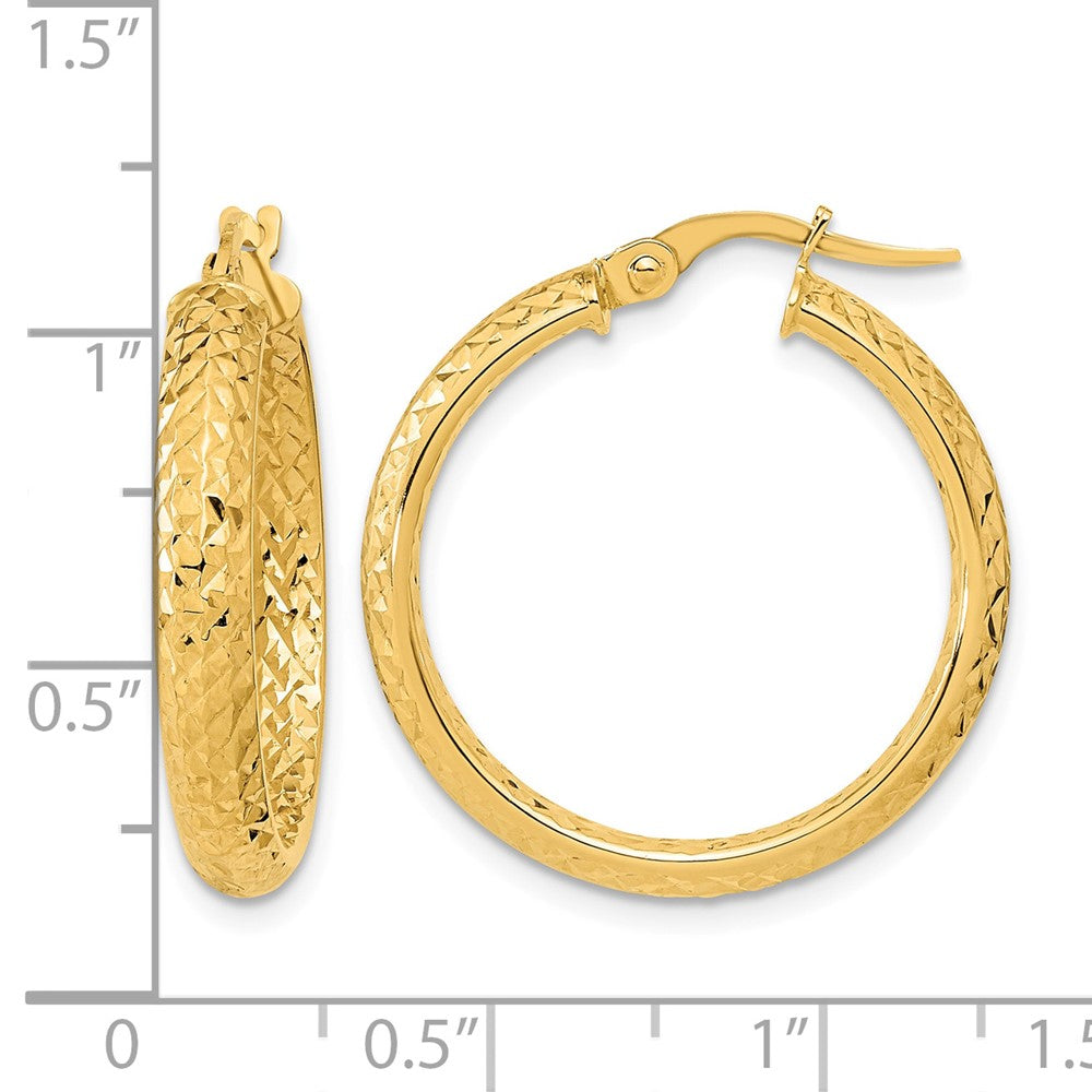 14K Polished and Diamond-cut Inside and Out Fancy Hoop Earrings