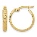 14K Polished and Diamond-cut Hoop Earrings
