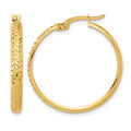 14K Polished and Diamond-cut Hoop Earrings