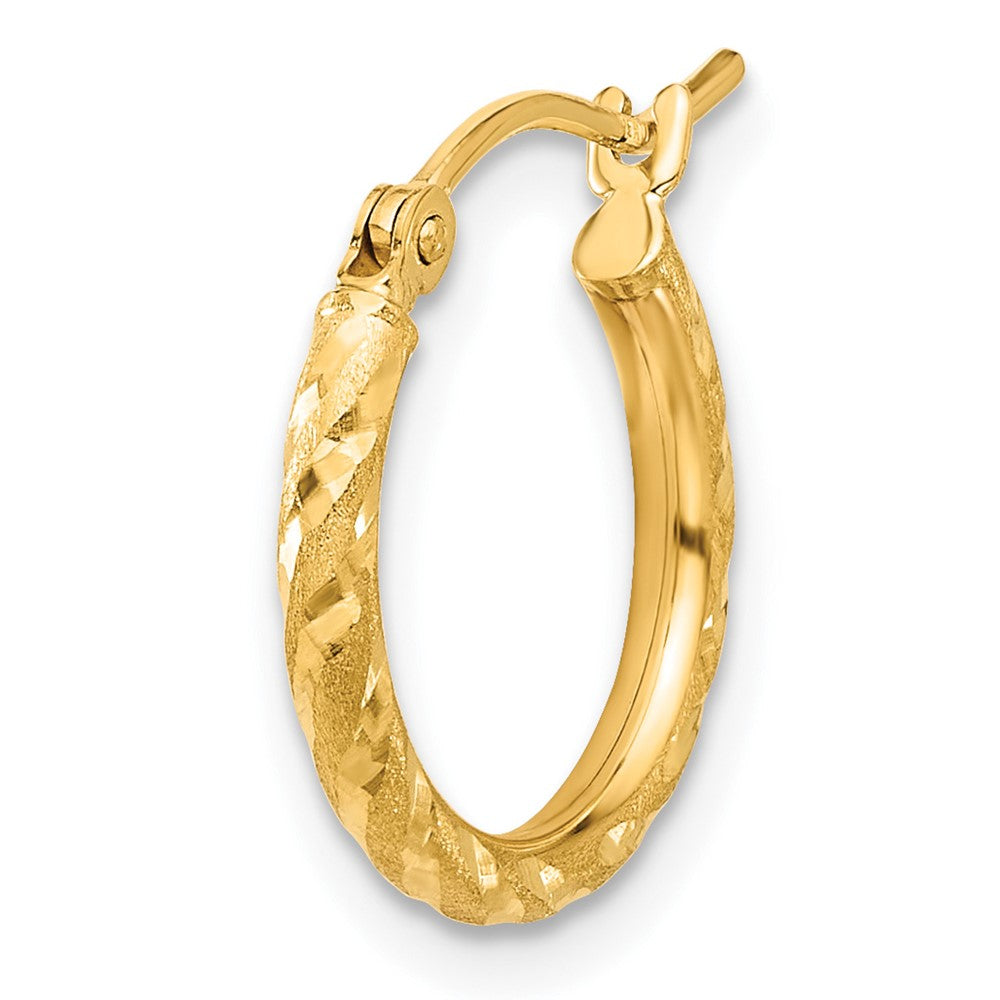 Single 14k Polished and Satin D/C 2.00mm Hoop Earring