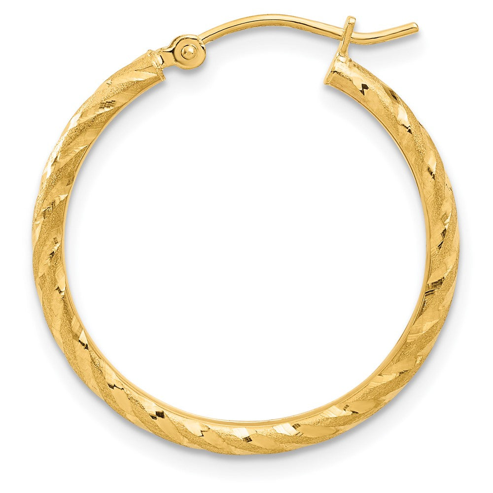 Single 14k Polished and Satin D/C 2.00mm Hoop Earring