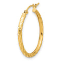 Single 14k Polished and Satin D/C 2.00mm Hoop Earring