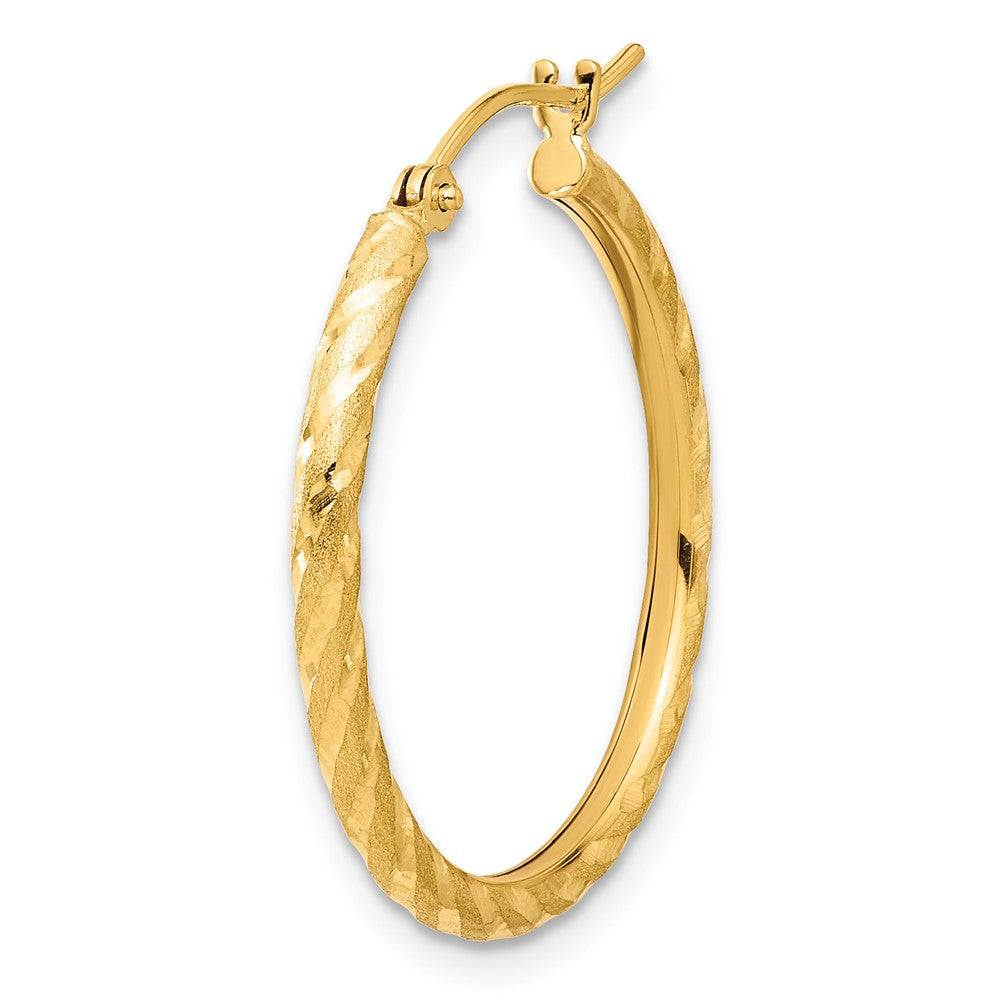 Single 14k Polished and Satin D/C 2.00mm Hoop Earring