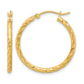 14k Polished and Satin D/C 2.00mm Hoop Earrings