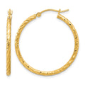 14k Polished and Satin D/C 2.00mm Hoop Earrings