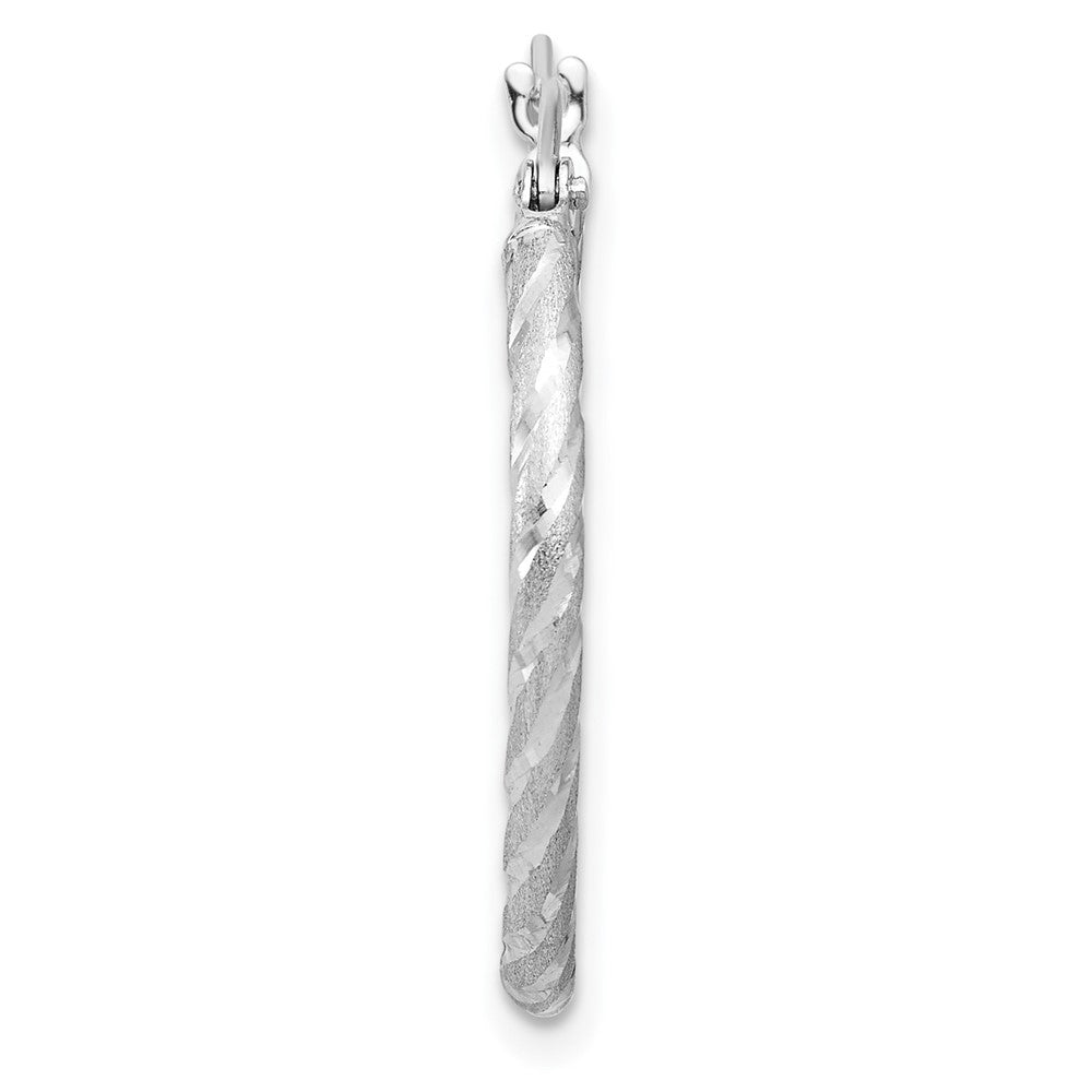 Single 14k White Gold Polished and Satin D/C 2.00mm Hoop Earring