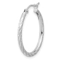 Single 14k White Gold Polished and Satin D/C 2.00mm Hoop Earring