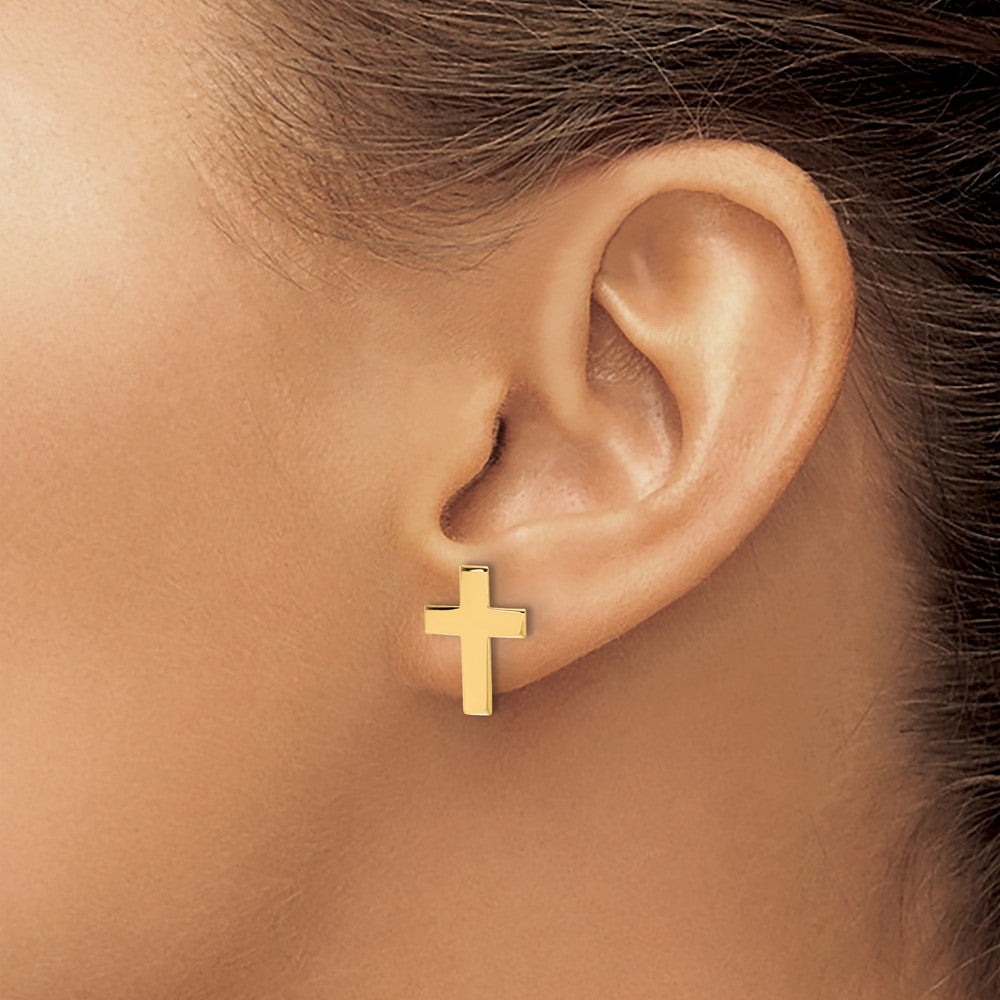 14k Polished Cross Earrings
