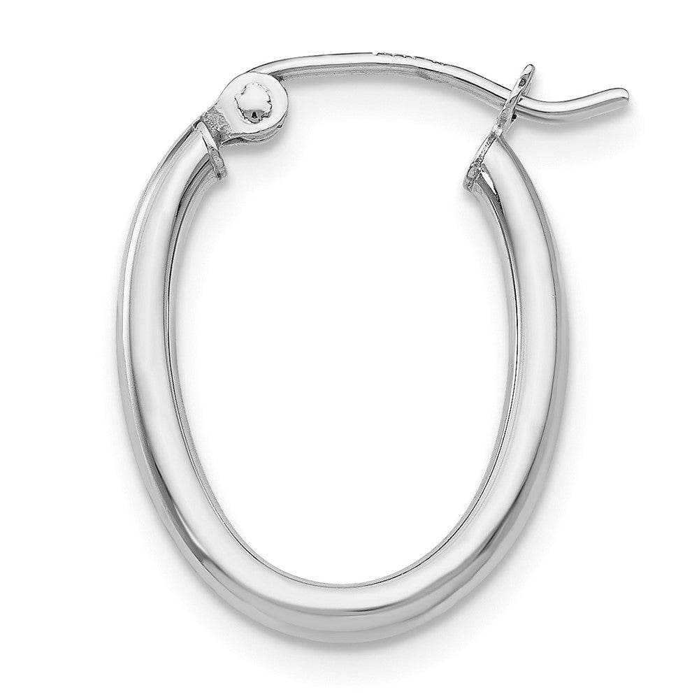 Single 14k White Gold Polished 2mm Oval Tube Hoop Earring