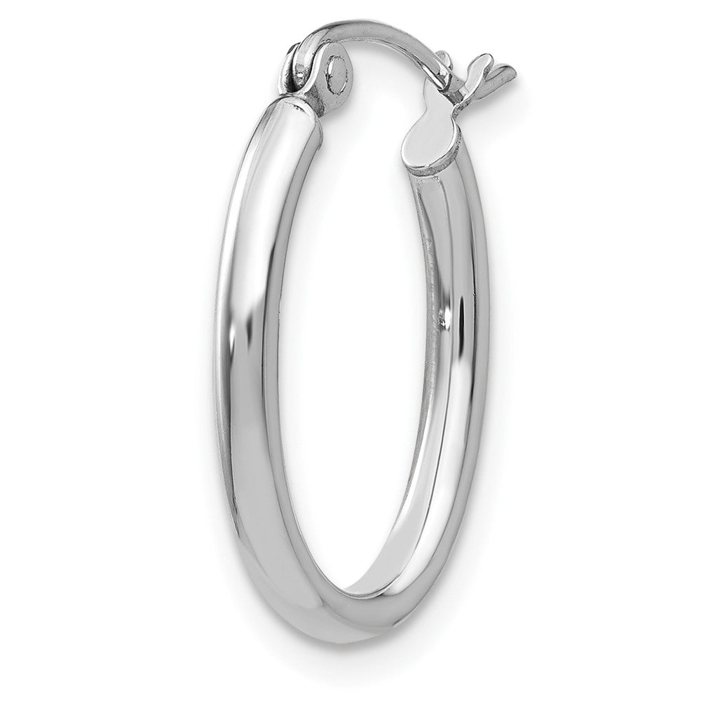 Single 14k White Gold Polished 2mm Oval Tube Hoop Earring