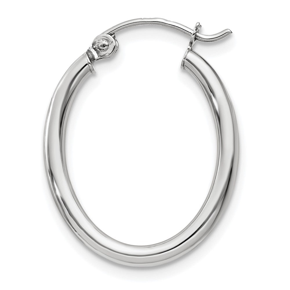 Single 14k White Gold Polished 2mm Oval Tube Hoop Earring