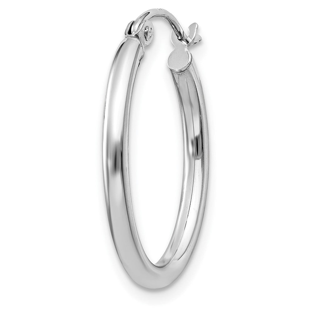 Single 14k White Gold Polished 2mm Oval Tube Hoop Earring