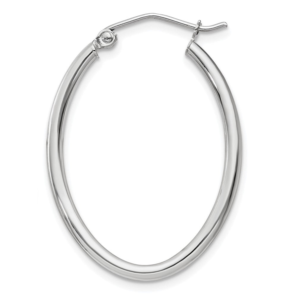 Single 14k White Gold Polished 2mm Oval Tube Hoop Earring