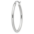 Single 14k White Gold Polished 2mm Oval Tube Hoop Earring