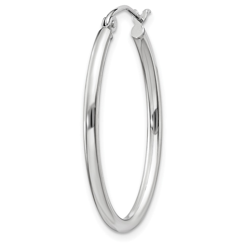 Single 14k White Gold Polished 2mm Oval Tube Hoop Earring