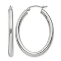 14k White Gold Polished 3.5mm Oval Tube Hoop Earrings