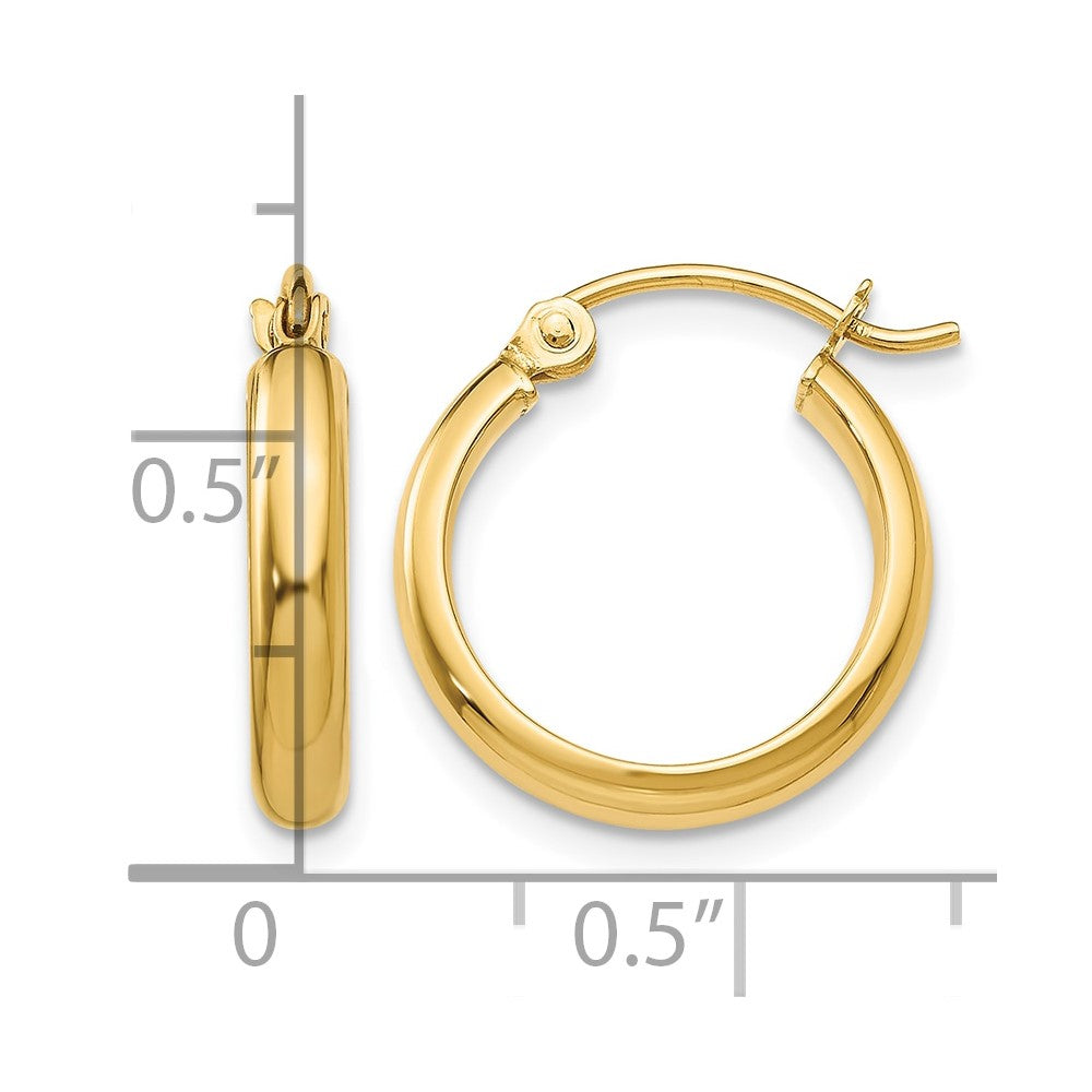 14k Round Tube Hoop Earrings