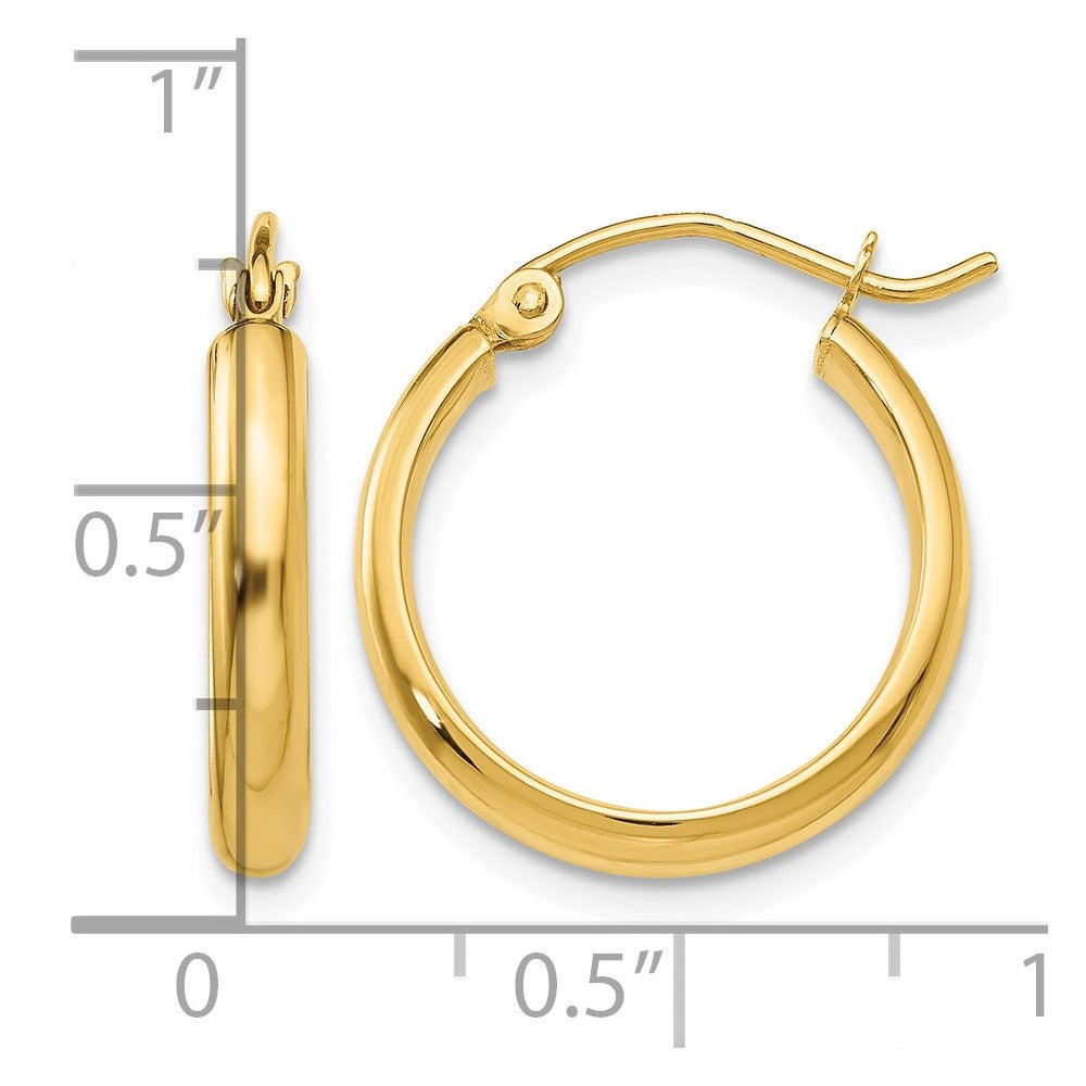 14k Round Tube Hoop Earrings