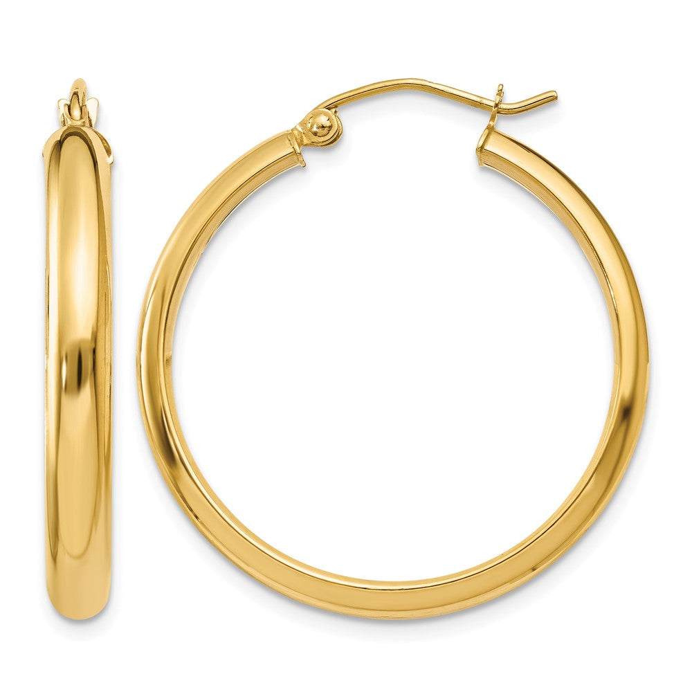 14k Round Tube Hoop Earrings