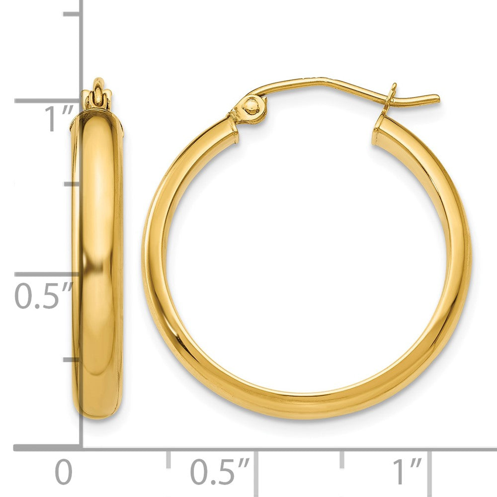 14k Round Tube Hoop Earrings