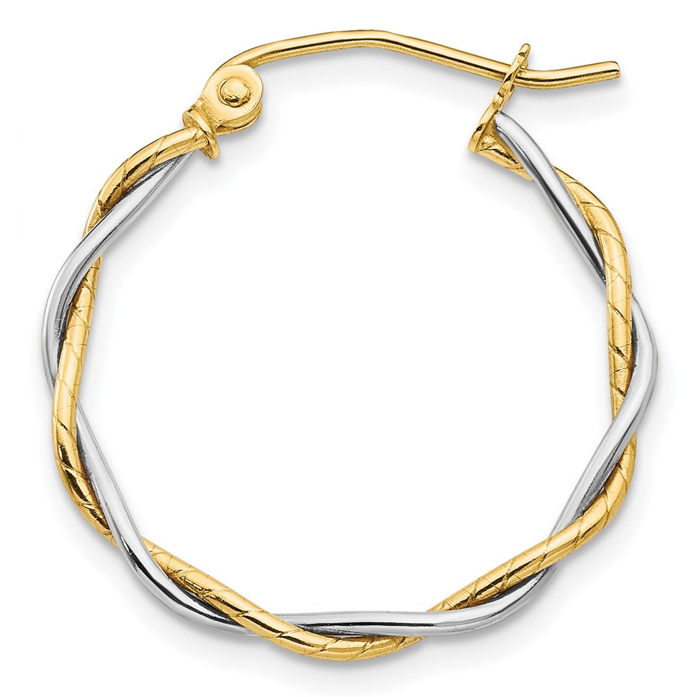 Single 14k Two-tone Polished 1.8mm Twisted Hoop Earring