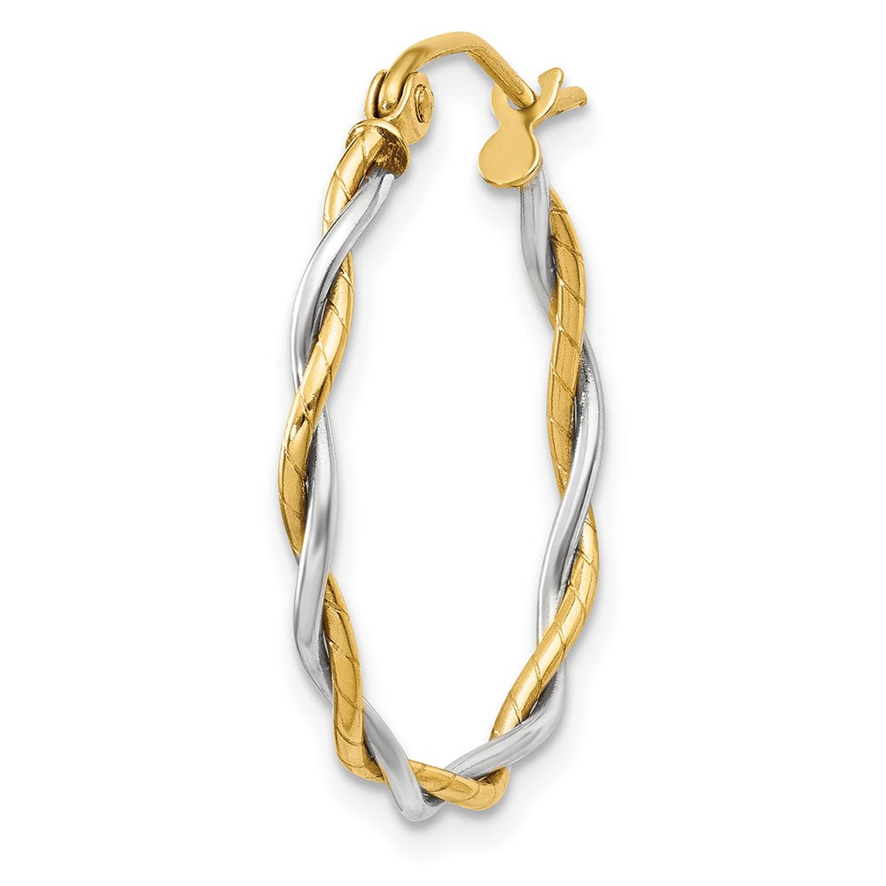 Single 14k Two-tone Polished 1.8mm Twisted Hoop Earring