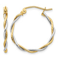 14k Two-tone Polished 1.8mm Twisted Hoop Earrings