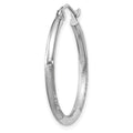 Single 14k White Gold Satin and Diamond-cut 2mm Round Hoop Earring
