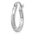 Single 14k White Gold Satin and Diamond-cut 2mm Round Hoop Earring