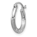 Single 14k White Gold Satin and Diamond-cut 2mm Round Hoop Earring