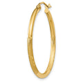 Single 14k Satin and Diamond-cut 2mm Round Tube Hoop Earring
