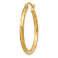 Single 14k Satin and Diamond-cut 2mm Round Tube Hoop Earring