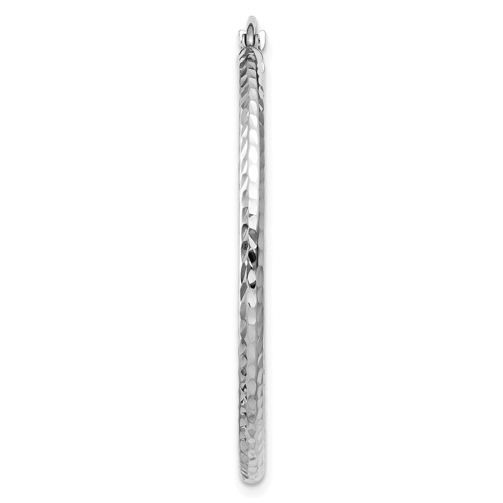 Single 14k White Gold Diamond-cut 2mm Round Tube Hoop Earring