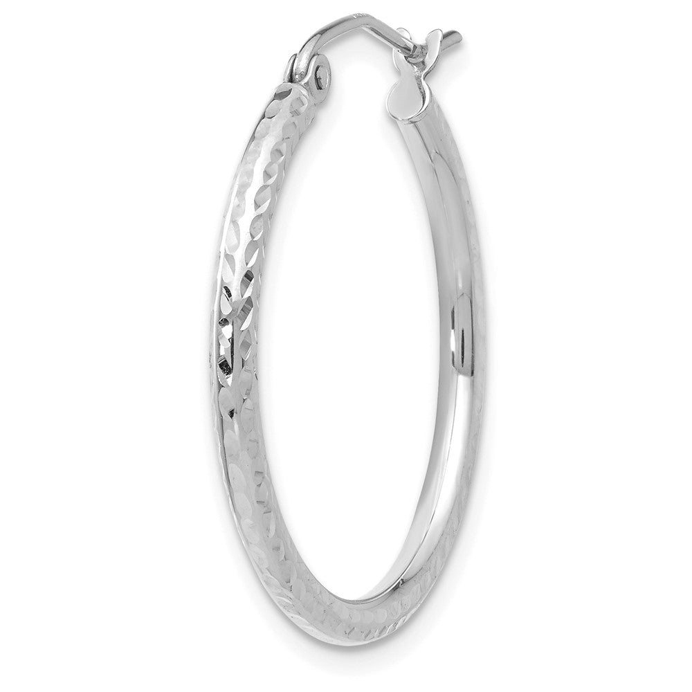 Single 14k White Gold Diamond-cut 2mm Round Tube Hoop Earring
