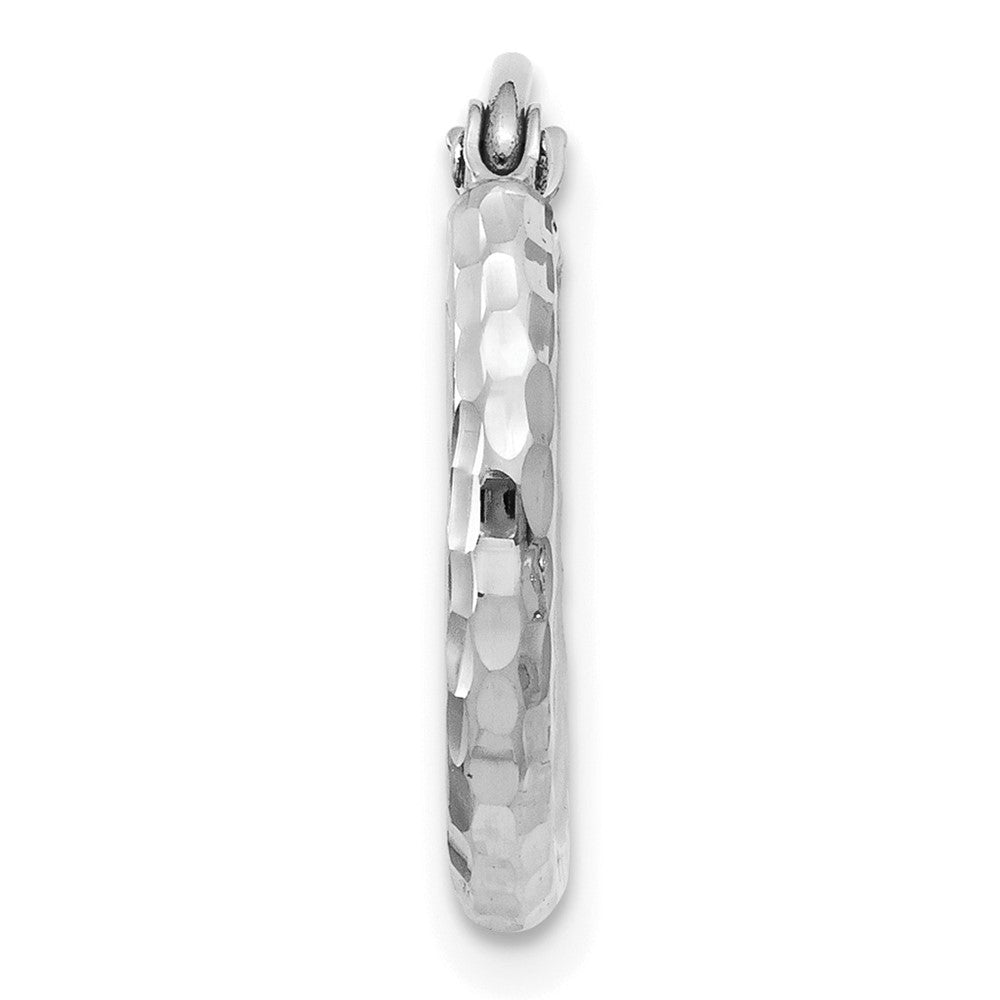 Single 14k White Gold Diamond-cut 2mm Round Tube Hoop Earring