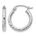 14k White Gold Diamond-cut 2mm Round Tube Hoop Earrings