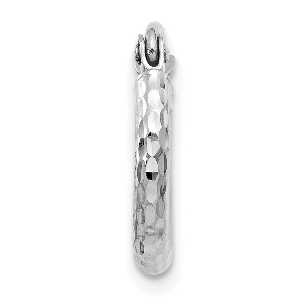 Single 14k White Gold Diamond-cut 2mm Round Tube Hoop Earring