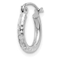 Single 14k White Gold Diamond-cut 2mm Round Tube Hoop Earring