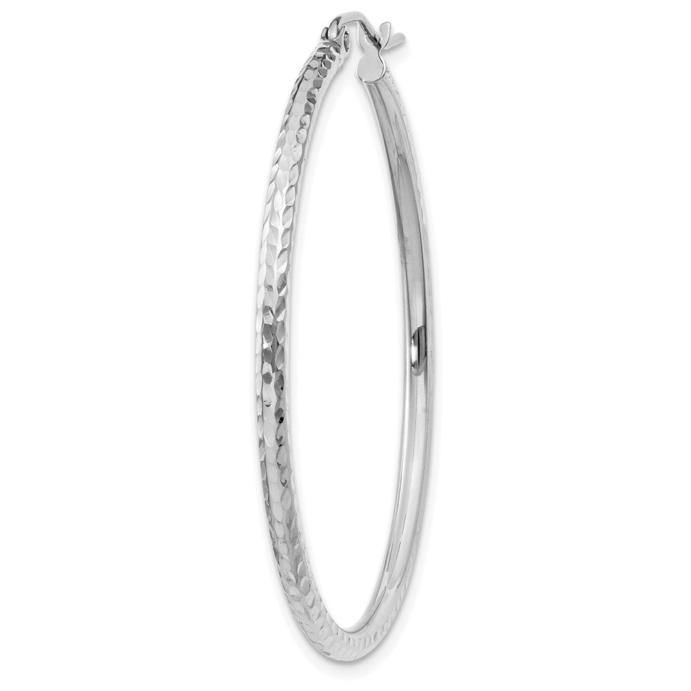 Single 14k White Gold Diamond-cut 2mm Round Tube Hoop Earring