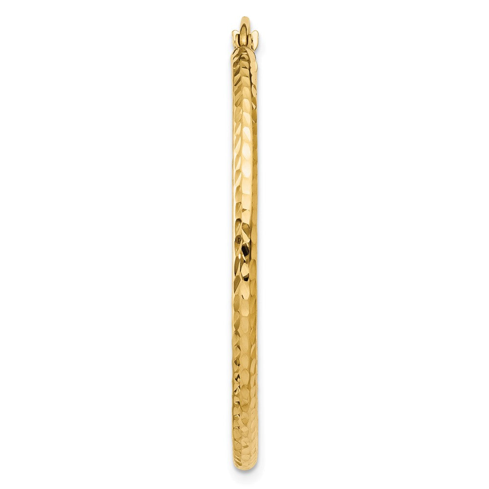 Single 14k Diamond-cut 2mm Round Tube Hoop Earring